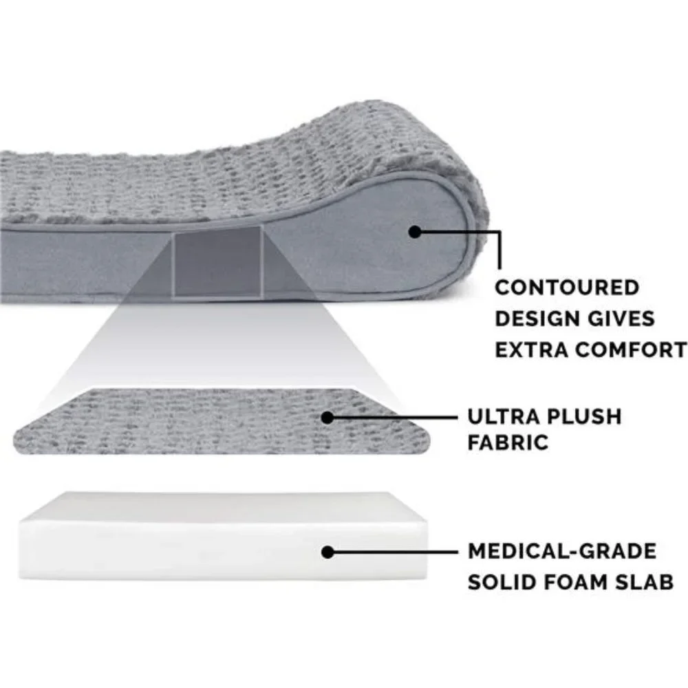 Orthopedic Dog Bed for Large Dogs w/ Removable Washable Cover - Gray, Jumbo/XL